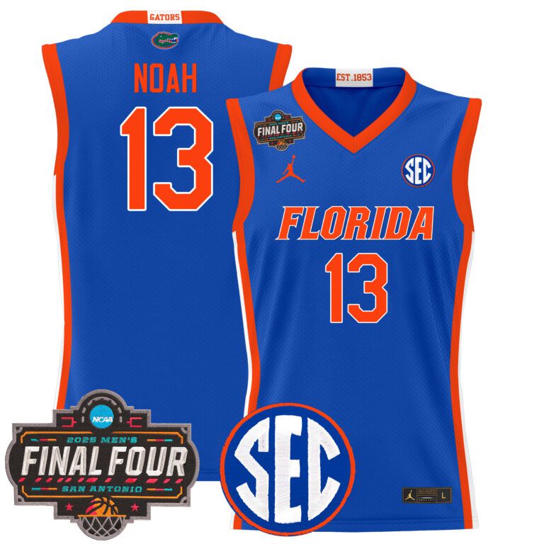 Men Florida Gators #13 Noah blue 2025 Final Four Patch NCAA Jersey->ncaa teams->NCAA Jersey